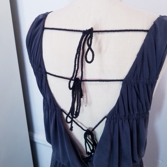 🌸 Free People‎ | Black Tie Flare Dress M - Picture 13 of 14